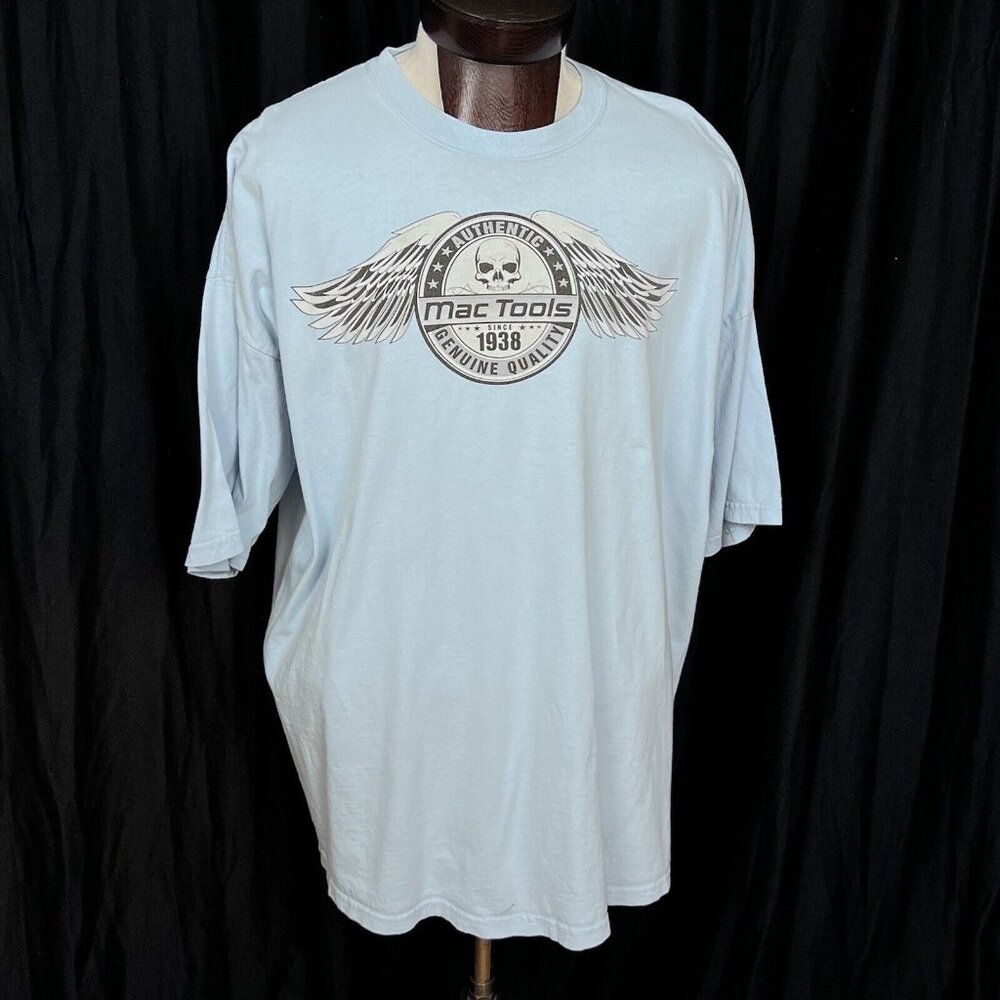 Mac Tools T-Shirt Wings and Skull Tee Size‎ 3XL Blue Short Sleeve